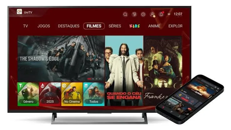 Assinatura UniTV: catálogo de filmes e séries do aplicativo na TV e no celular